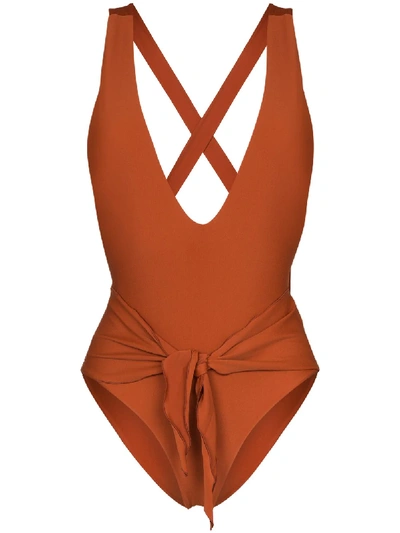 Shop Juillet Georgia Waist-tie Swimsuit In Orange
