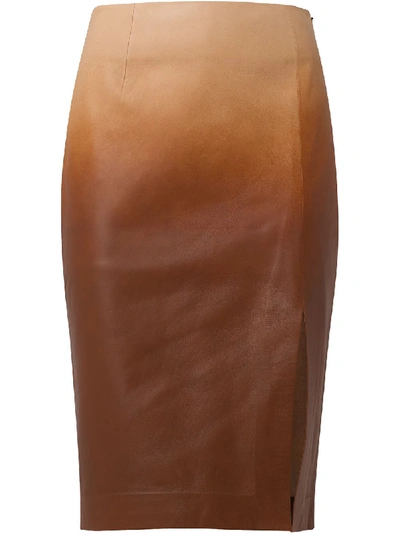 Shop Dorothee Schumacher Degradé Softness Leather Pencil Skirt In 057