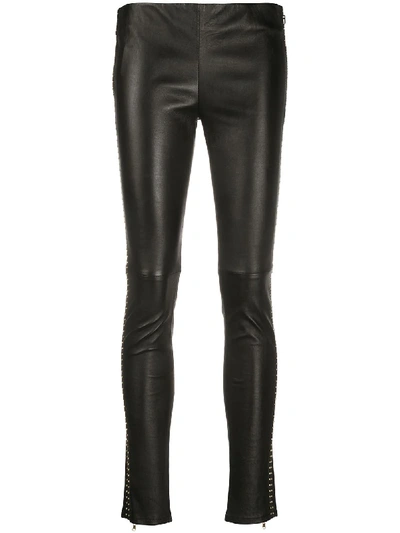 Shop Alexander Mcqueen Stud-embellished Skinny-fit Trousers In Black