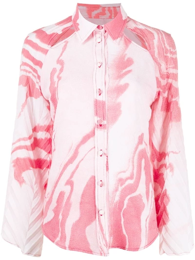 Shop Thebe Magugu Cutout Abstract-print Shirt In Pink