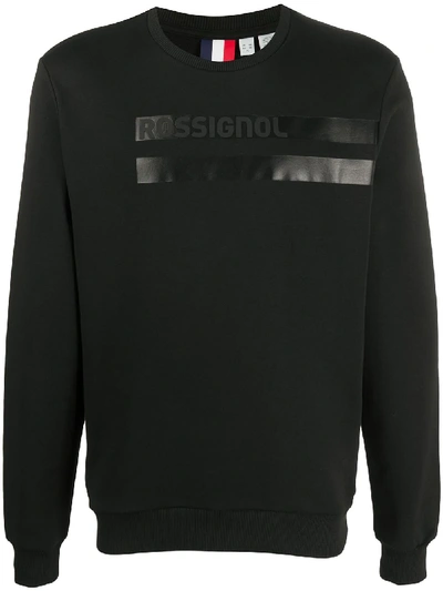 Shop Rossignol Stripe-logo Crew Neck Sweatshirt In Black
