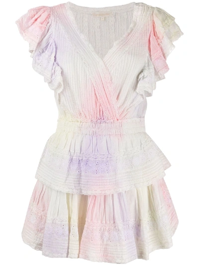 Shop Loveshackfancy Tiered Ruffle Mini Dress In White ,pink