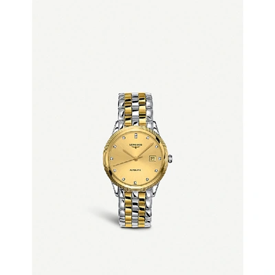 Shop Longines L4.874.3.37.7 Flagship Diamond And Gold Watch
