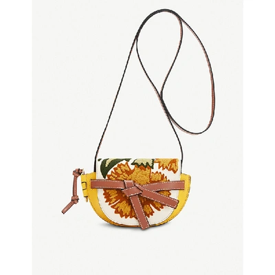 Shop Loewe Floral Gate Mini Leather Shoulder Bag In Yellow