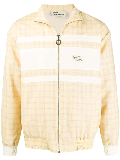 Shop Drôle De Monsieur Check Print Track Jacket In Yellow