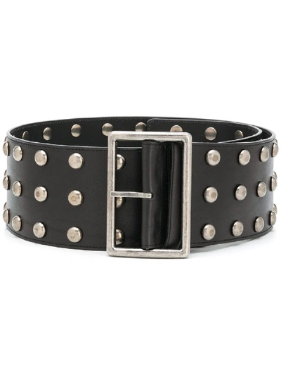 Shop Saint Laurent Micro Studded Belt In Black