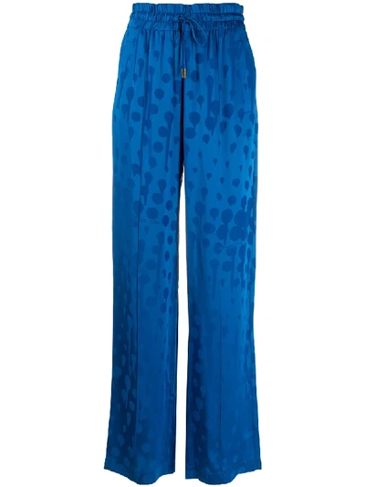 Shop Off-white Abstract Pattern Palazzo Pants In Blue