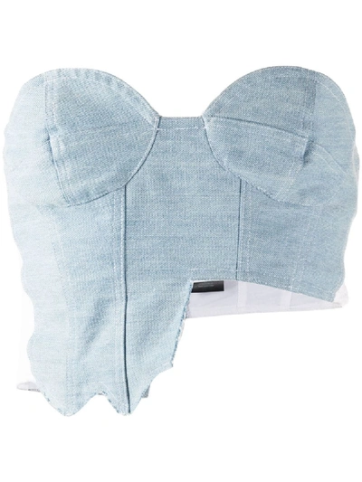 Shop Barbara Bologna Cropped Ripped Denim Top In Blue