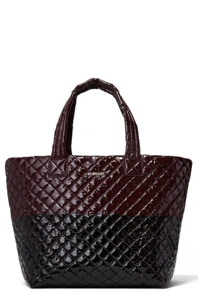 Shop Mz Wallace Large Metro Tote In Port Lacquer Black Lacquer