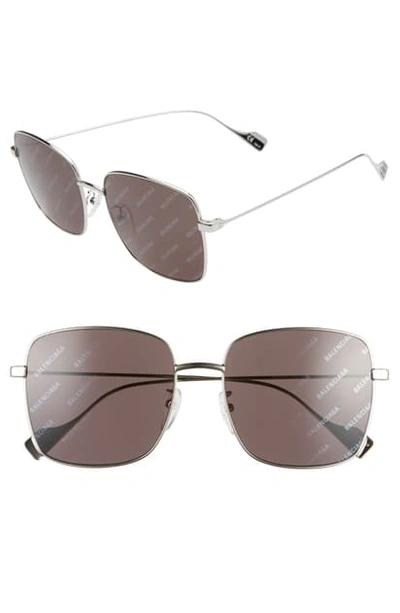 Shop Balenciaga 57mm Square Sunglasses In Silver/ Grey
