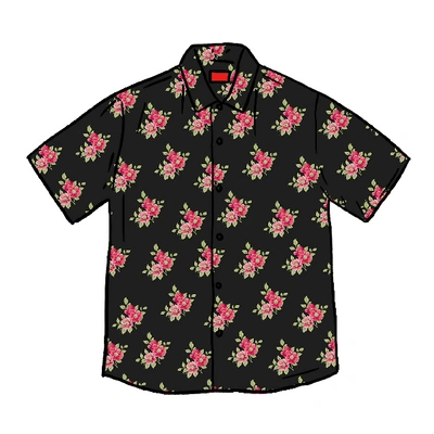 Pre-owned Supreme Floral Rayon S/s Shirt Black