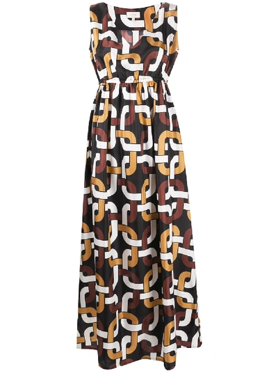 Shop Altea Geometric-print Maxi Dress In Black