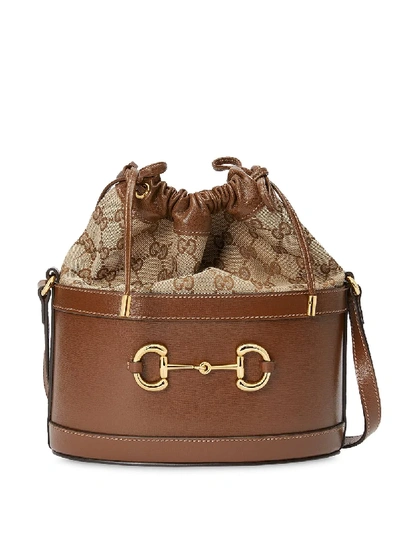 Shop Gucci Small  1955 Horsebit Bucket Bag In Brown