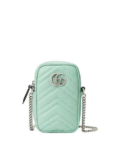 Shop Gucci Gg Marmont Leather Mini Bag In Green