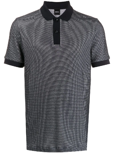 Shop Hugo Boss Geometric Print Polo Shirt In Blue