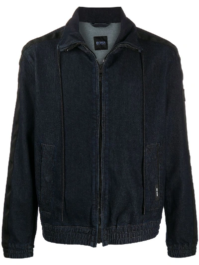 Shop Hugo Boss Denim Zip-up Jacket In Blue