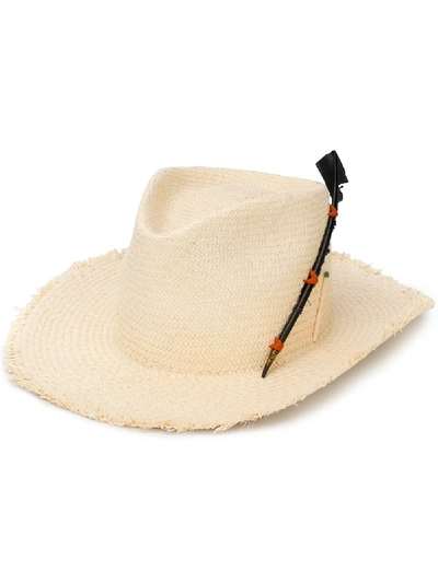 Shop Nick Fouquet Black Bird Straw Hat In Neutrals