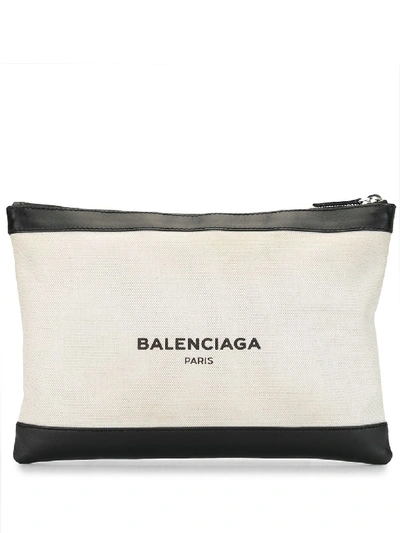 Pre-owned Balenciaga Two-tone Zip Pouch In Neutrals