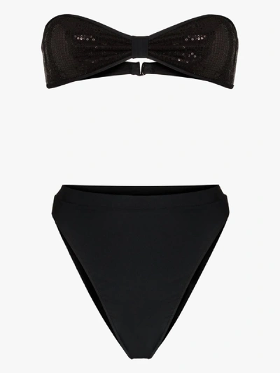 Shop Adriana Degreas Sequinned Bikini Set In Black
