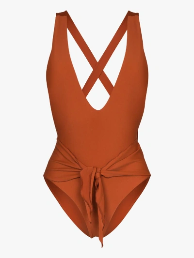Shop Juillet Georgia Tie Waist Swimsuit In Orange
