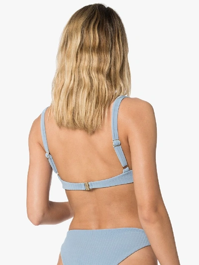 Shop Juillet Izzy Ribbed Bikini Top In Blue