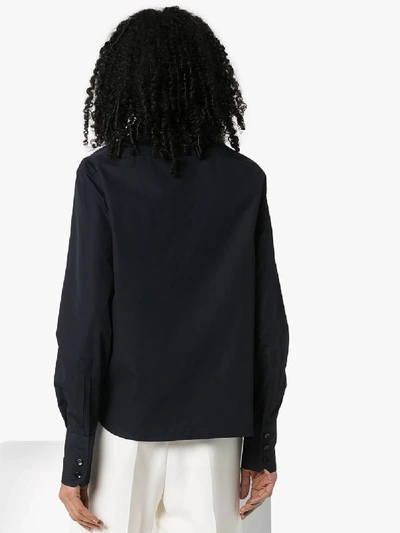 Shop Saint Laurent Ruffle Front Shirt In Blue