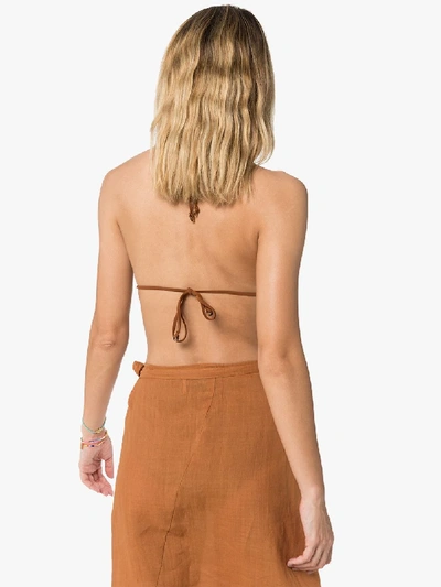 Shop Anemone Jane Triangle Bikini Top In Brown