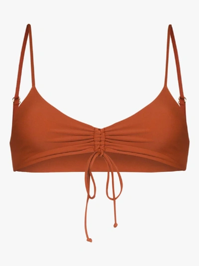 Shop Juillet Emerson Ruched Bikini Top In Orange