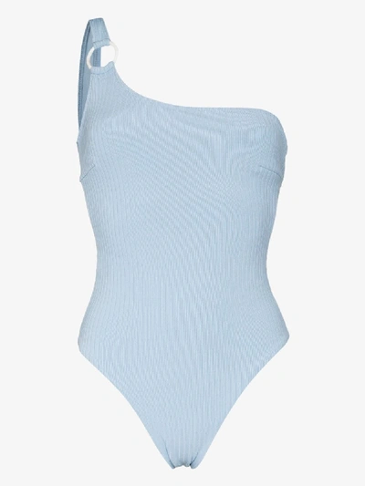 Shop Juillet Jessi One Shoulder Swimsuit In Blue