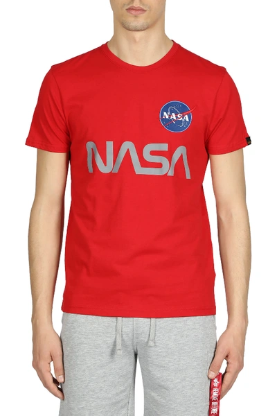 Shop Alpha Industries Nasa Reflective Tee In Rosso