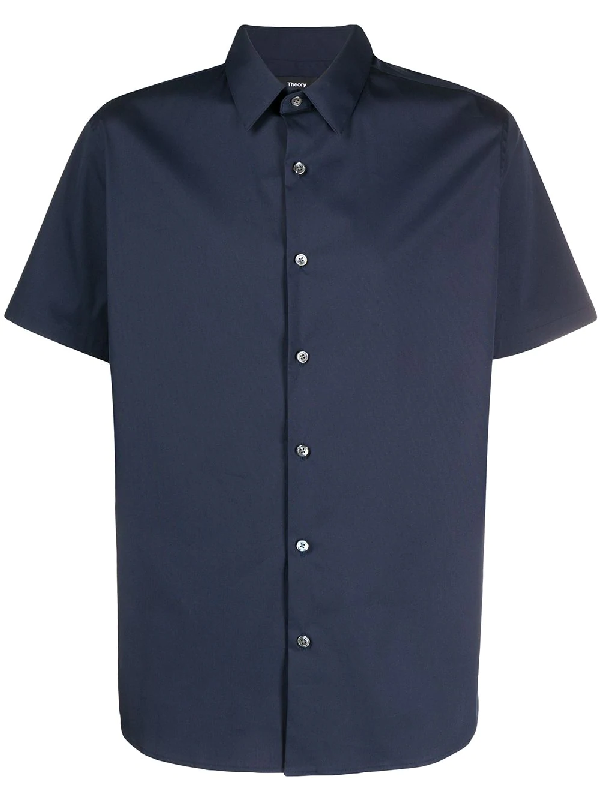 Theory Short Sleeved Shirt In Blue | ModeSens