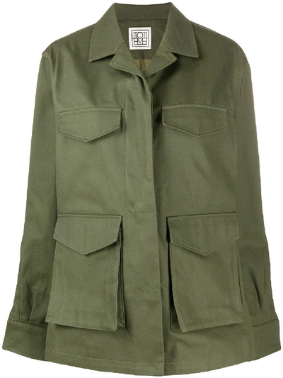 Shop Totême Multi Pocket Military Jacket In Green