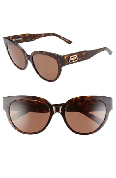 Shop Balenciaga 55mm Cat Eye Sunglasses In Shiny Dark Havana/ Brown