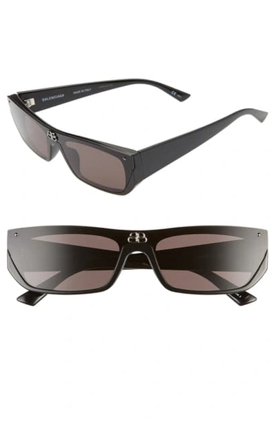 Shop Balenciaga 99mm Rectangular Cat Eye Sunglasses In Black/ Grey