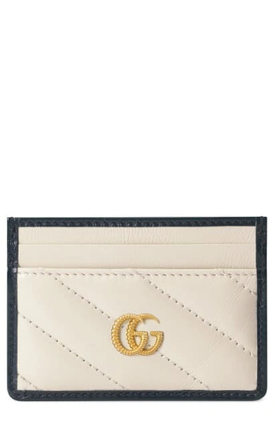 Shop Gucci Gg Torchon Matelasse Leather Card Case In Mystic White/ Blue Agata