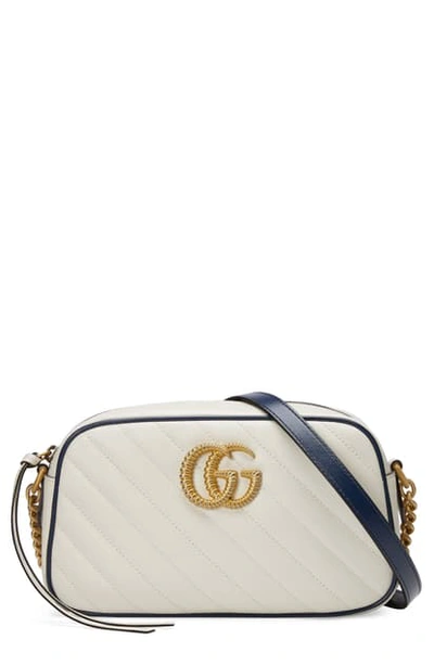 Shop Gucci Small Gg 2.0 Matelasse Leather Camera Bag In Mystic White/ Blue Agata