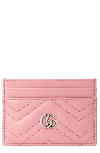 Shop Gucci Gg Quilted Leather Card Case In Wild Rose