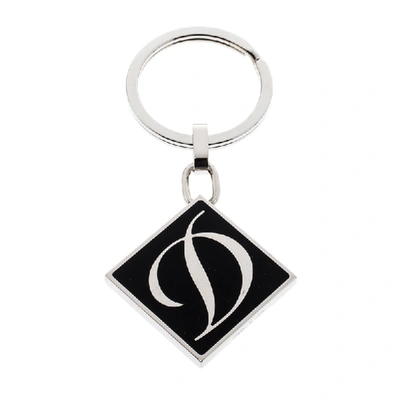 Pre-owned St Dupont Iconic D Black Lacquer Silver Tone Keychain