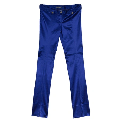 Pre-owned Dolce & Gabbana Purple Satin Trousers M
