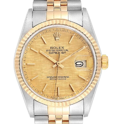Shop Rolex Datejust 36 Steel Yellow Gold Linen Dial Mens Watch 16233 In Not Applicable