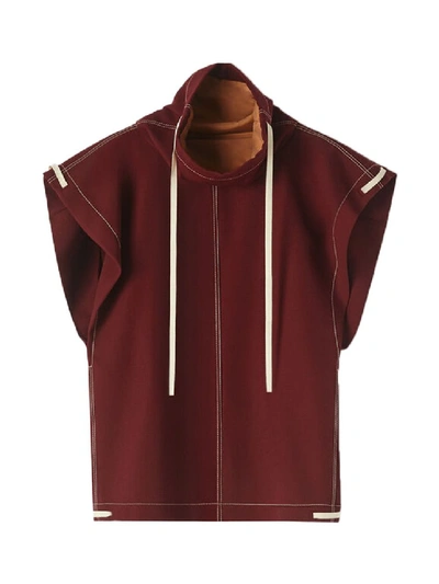 Shop Jil Sander Dark Red Mock Collar Sweater