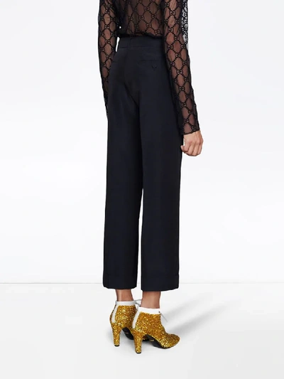 Shop Gucci Straight-leg Cropped Trousers In Black