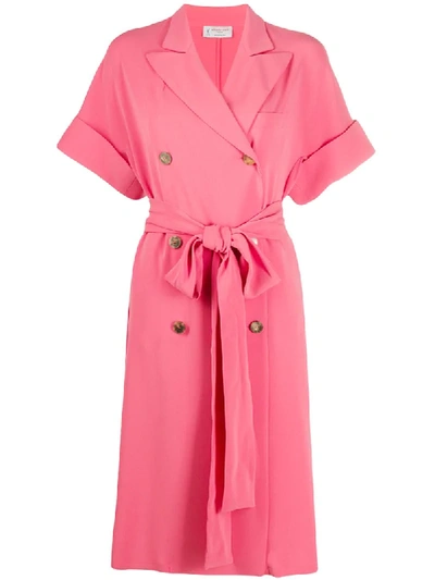 Shop Alberto Biani Belted Coat Dress In Pink