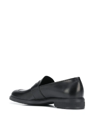 Shop Hugo Boss Leather Penny Loafers In Black