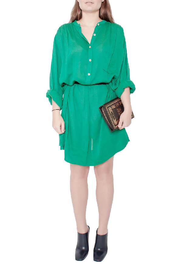 emerald green shirt dress