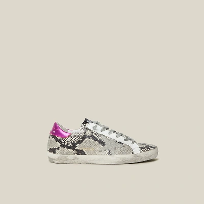 Pre-owned Golden Goose Deluxe Brand Animal Superstar Snake Print Pink Tab Leather Sneakers Size It 35 In Multicolor