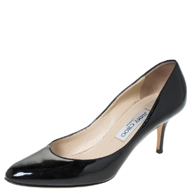 Pre-owned Jimmy Choo Black Leather Bridget Round Toe Pumps Size 38.5