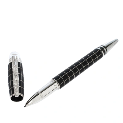 Pre-owned Montblanc Black Starwalker Rubber Resin Silver Tone Diamond Fineliner Pen
