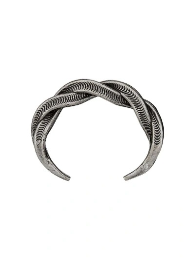 Shop Saint Laurent Marrakech Twisted Serpentine Cuff Bracelet In Silver