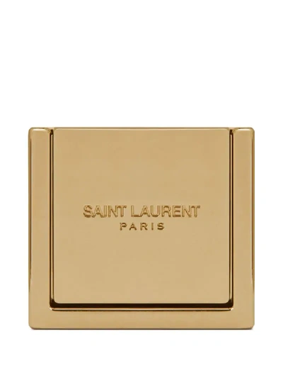Shop Saint Laurent Engraved-logo Phone Ring In Gold